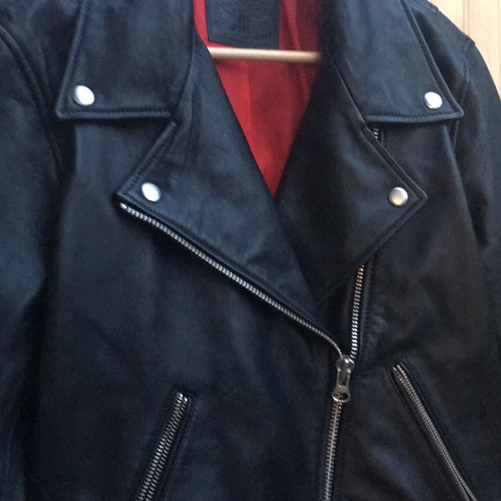 Black leather biker jacket LEVI sz M